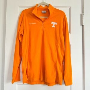 Columbia Orange UT Light Pullover Jacket Mens Zip Collar Size Sz Small S Fleece